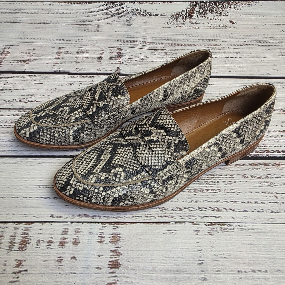 Franco Sarto A-Jolette Penny Loafer Women's 9.5M Leather Snakeskin Almond Toe